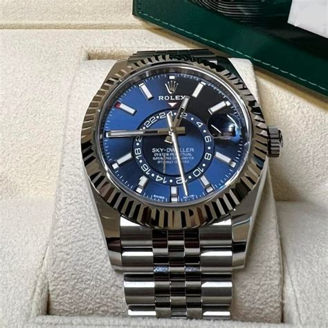 rolex sky dweller blue face stainless|Rolex Sky-Dweller blue 2022.